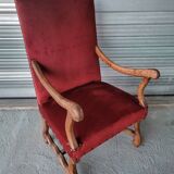 Authentic large antique armchair in the Louis XIII style "sheep's bone"