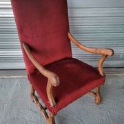 Authentic large antique armchair in the Louis XIII style "sheep's bone"