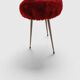 Tabouret tripode vintage "Moumoute" rouge – Pelfran – Années 60