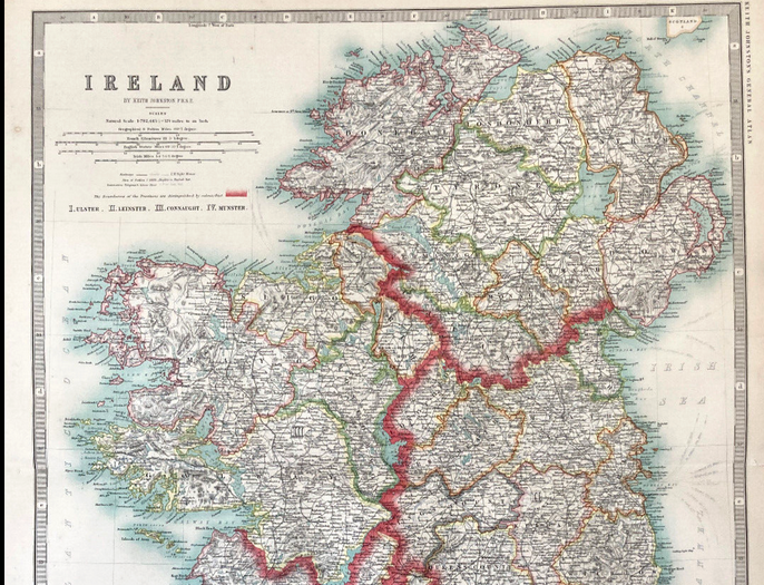 Carte ancienne : L'Irlande by Keith Johnston - XIXe