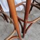 Set of 6 Vintage Bentwood Bar Stool Set: Brown Leather Seat, Nailhead Trim