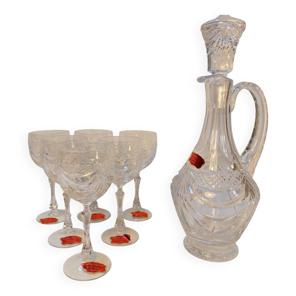 Service de 6 verres à vin et carafe en Cristal de Lorraine - Modèle Gérard