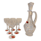 Set of 6 wine glasses and carafe in Lorraine Crystal - Gérard Model