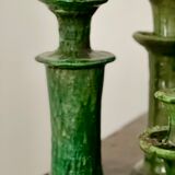 Bougeoir chandelier de tamegroute céramique émaillé vert l h30 cm