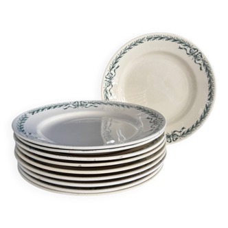 service de 10 assiette plate ancienne Longchamp terre de fer Belleville