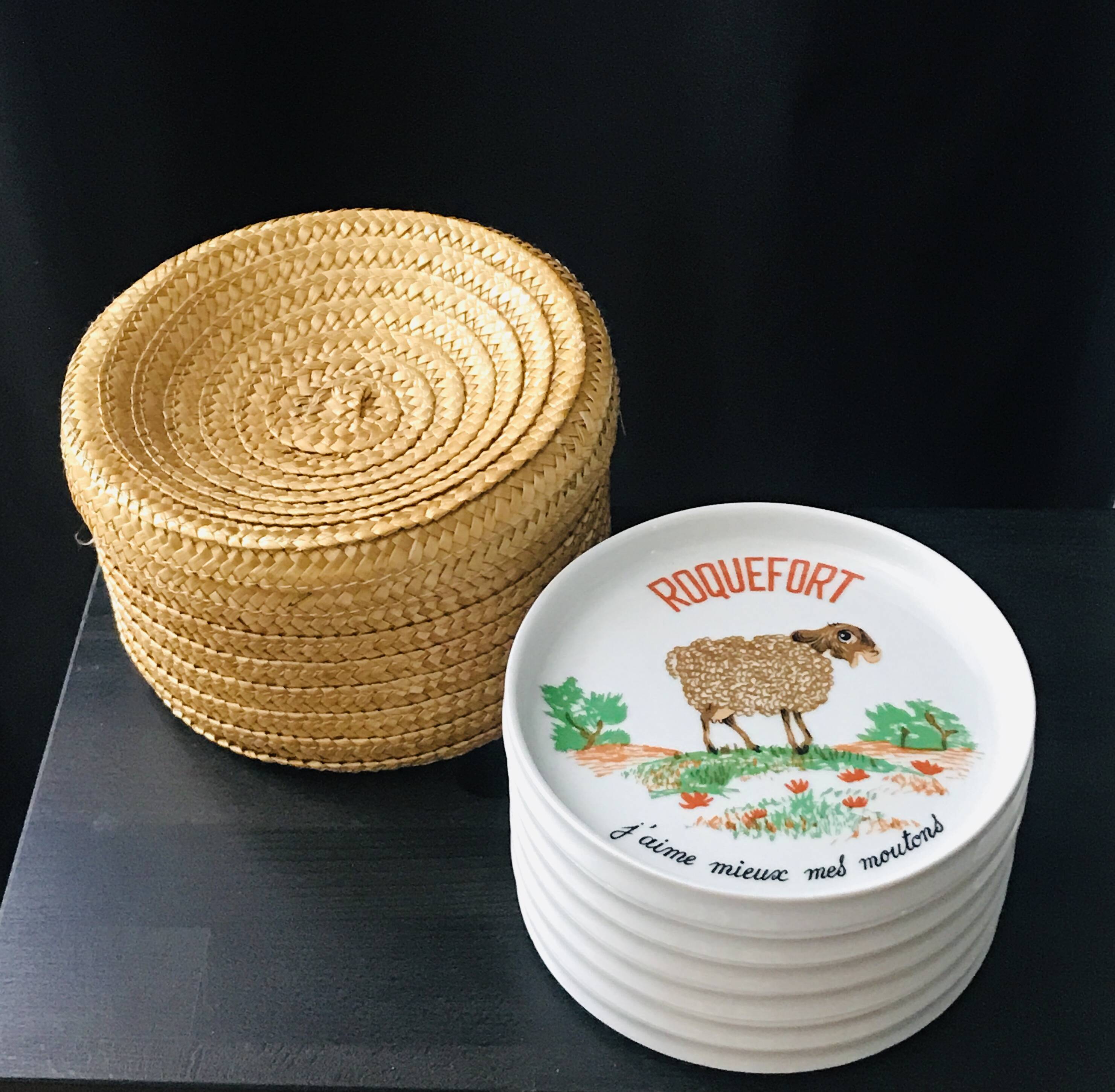 Cheese plates naive designs vintage porcelain