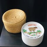 Cheese plates naive designs vintage porcelain