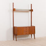 Ergo Wall Unit in teak with floating sideboard and a shelf by J. Texmon for Blindheim Møbelfabrikk