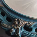 Glass and cast iron ceiling lamp