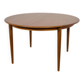 Mid-century round teak extendable dining table from Skovmand & Andersen, Denmark, 1960s