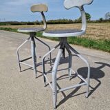 Set of 2 high workshop chairs, Nicolle model, known as whale tail