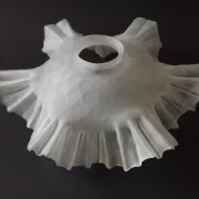 French Vintage 1930s Patterned White Frilled Glass Shade - Art Deco Lightin
