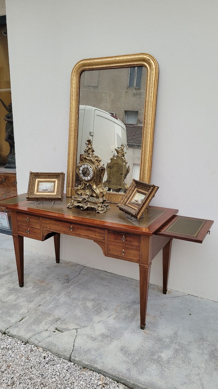 Louis XVI style flat desk in 19th century mahogany