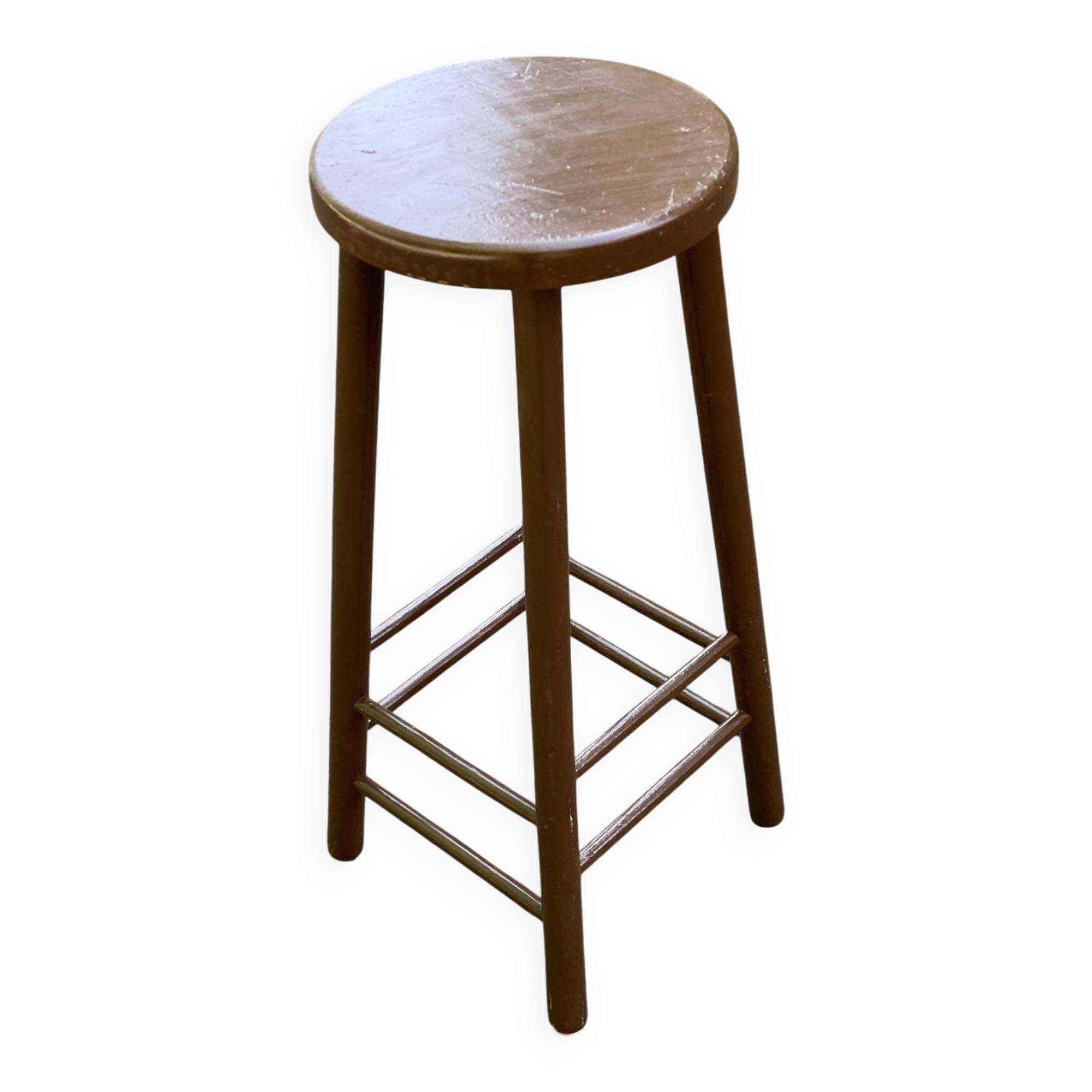 Vintage high bar stool in solid wood 72cm