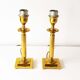 Vintage pair of Brass Column Table Lamps - 1970's Hollywood Regency Lamps