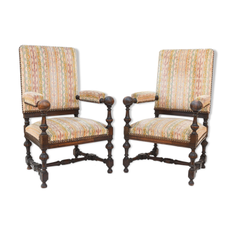 Pair of Louis XIII-style armchairs