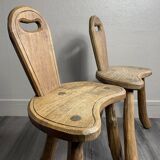 Pair of solid wood farmhouse stools