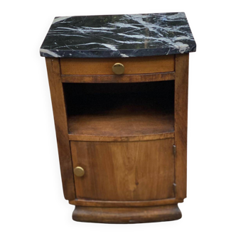 Table de chevet art déco 1950 bois et marbre gris amovible