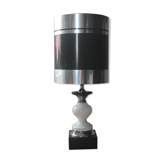 Lampe vintage des années 60-70 en opaline et chrome