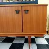 Sideboard with compass legs and leather by Malora 1955