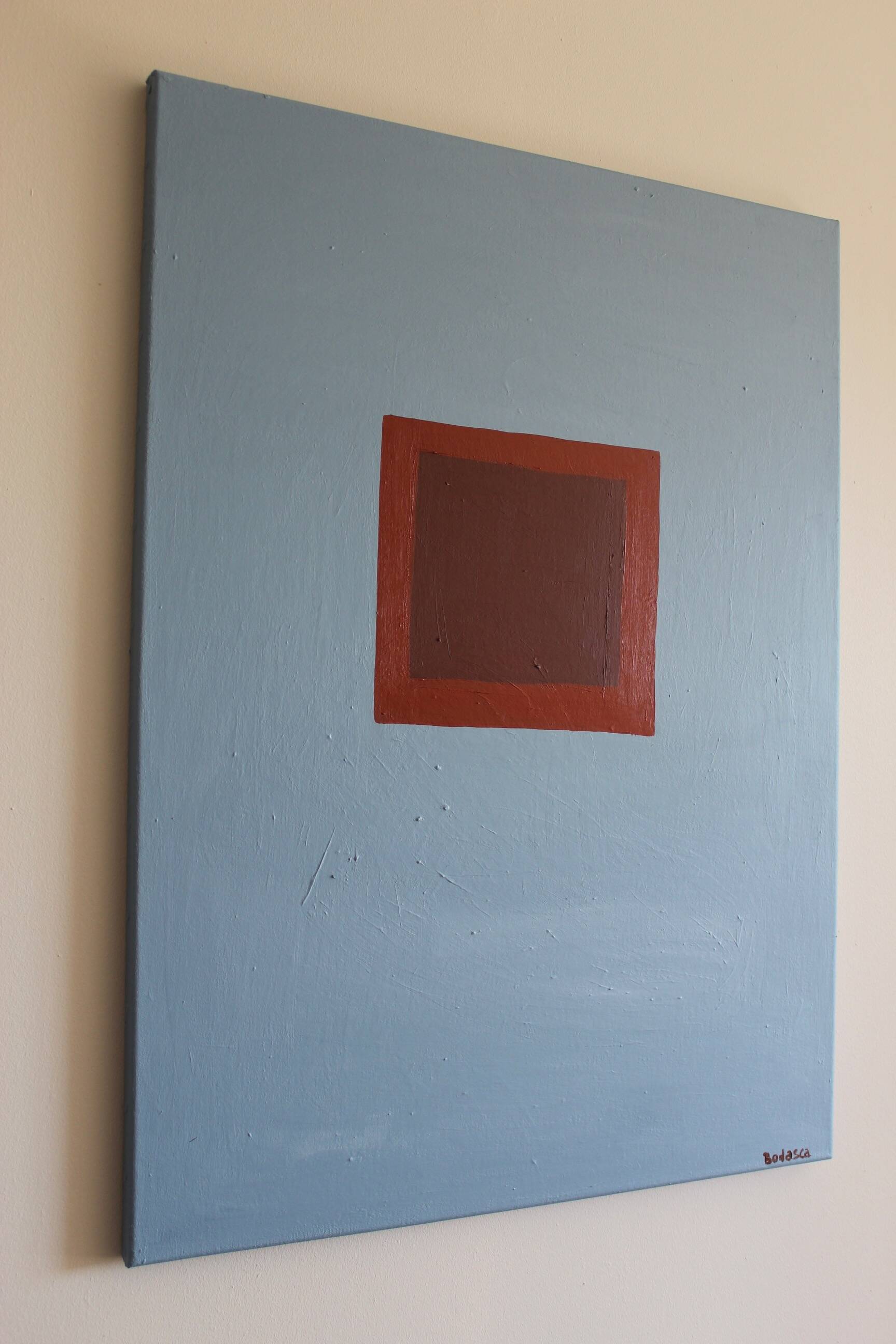 Minimalist canvas painting "Silent blue" 73x54cm