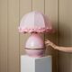 Lampe de table en métal rose XXL avec abat-jour froncé - Régence hollywoodienne des années 1980, fabriquée en Italie