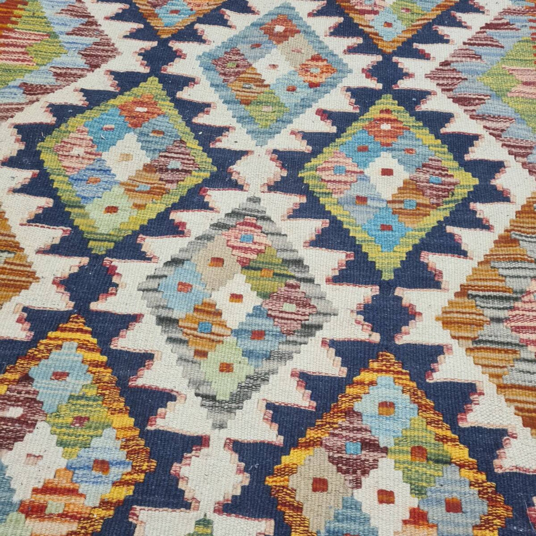 Vintage Afghan Kilim Made Of New Wool 79x119, 1980s