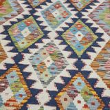 Vintage Afghan Kilim Made Of New Wool 79x119, 1980s