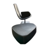 Fjord Moroso armchair with its pouf, design Patricia Urquiola 2002, steel and smooth black leather