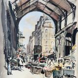 Watercolor painting "Market day" Paris (?) signed VanBer