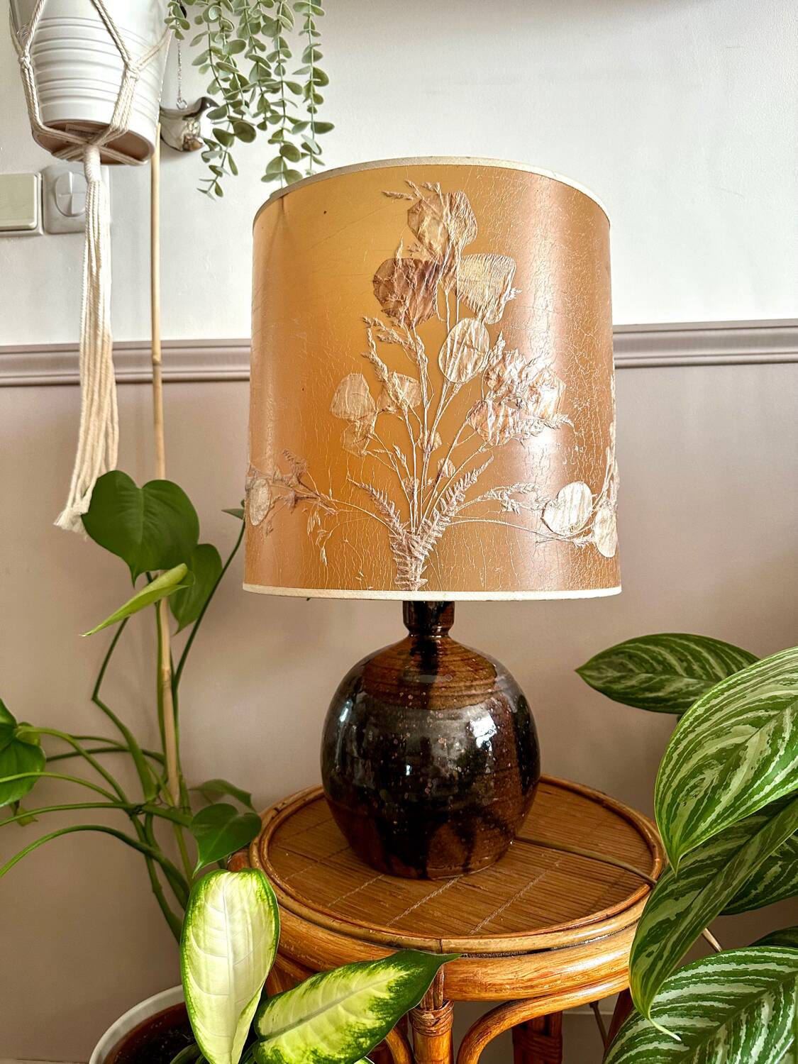 Sandstone ball lamp by Guy Baudat, vintage ceramic