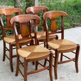 4 Landes chairs with solid wood and straw crosses