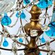 Italian chandelier with blue beads and gilded wood