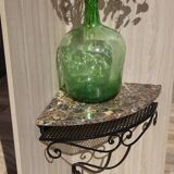Wrought iron and marble corner shelf