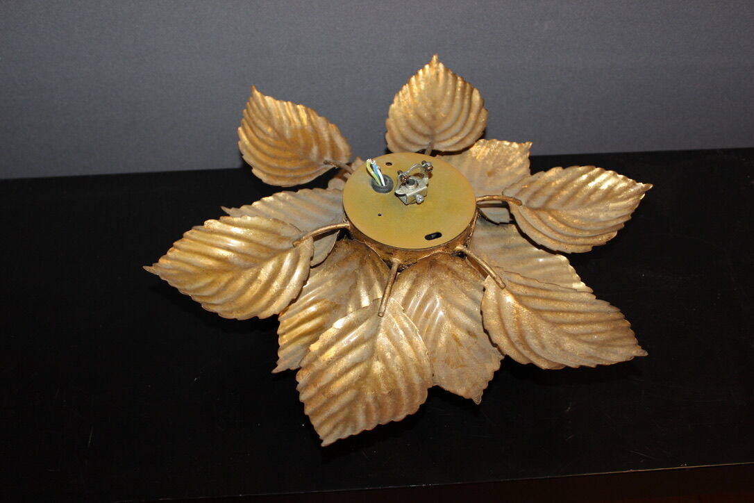 Pair of wall lamps or ceiling lamps in gold metal around 1980