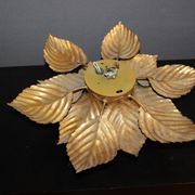 Pair of wall lamps or ceiling lamps in gold metal around 1980