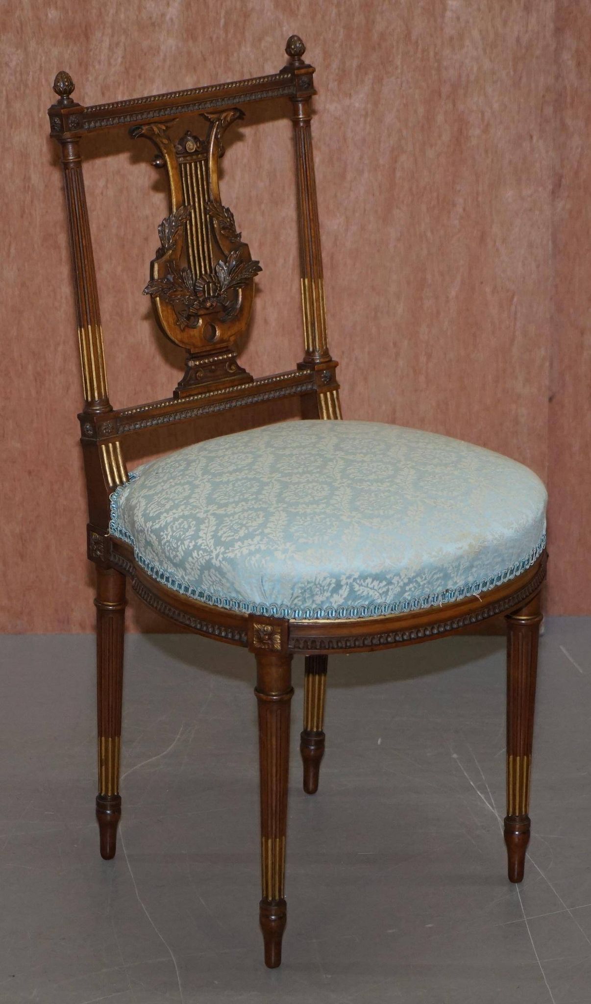 Pair of Carved Golden Wood Accent Chairs