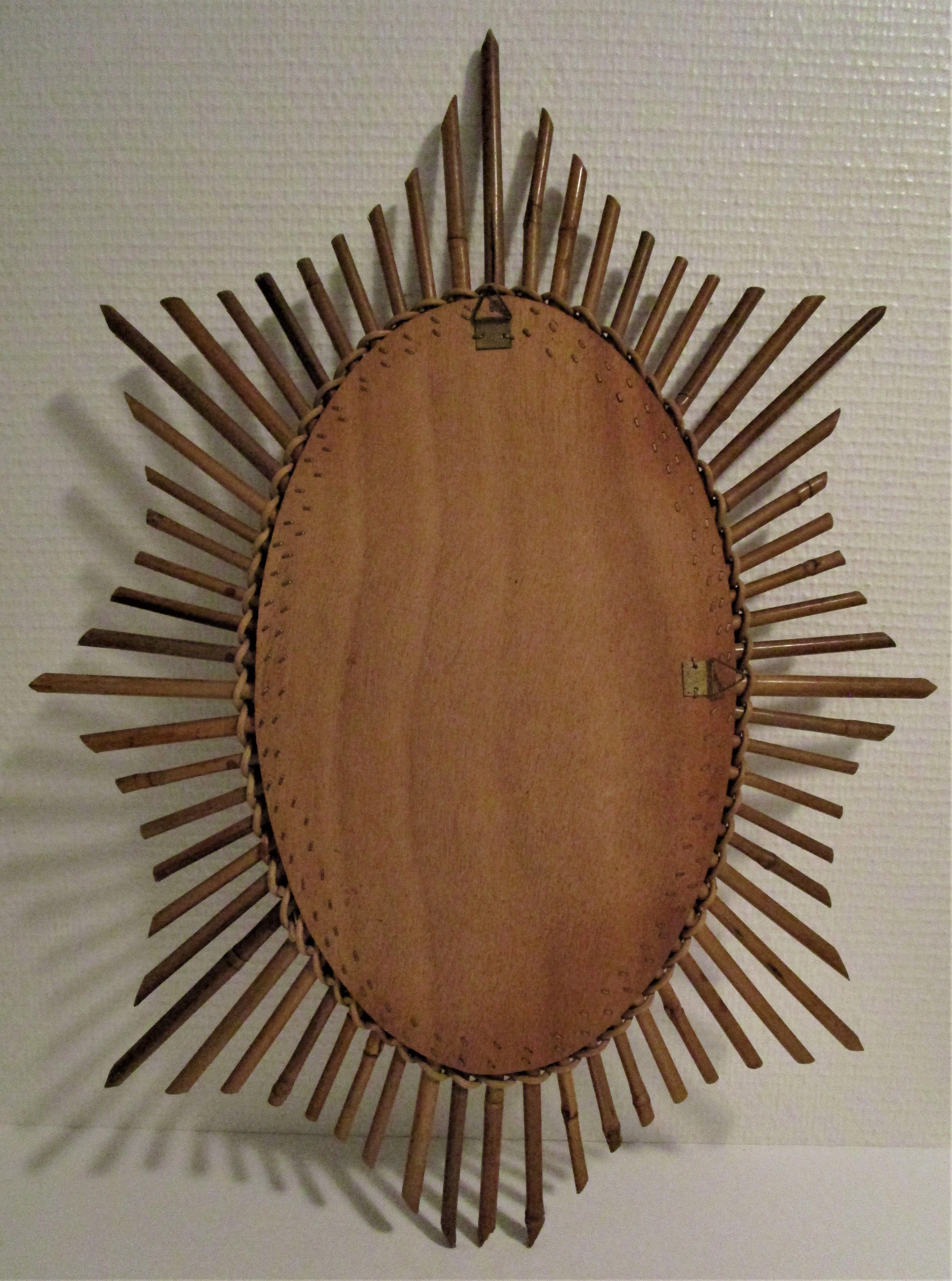 Miroir ovale rotin bambou années 60 44x60cm