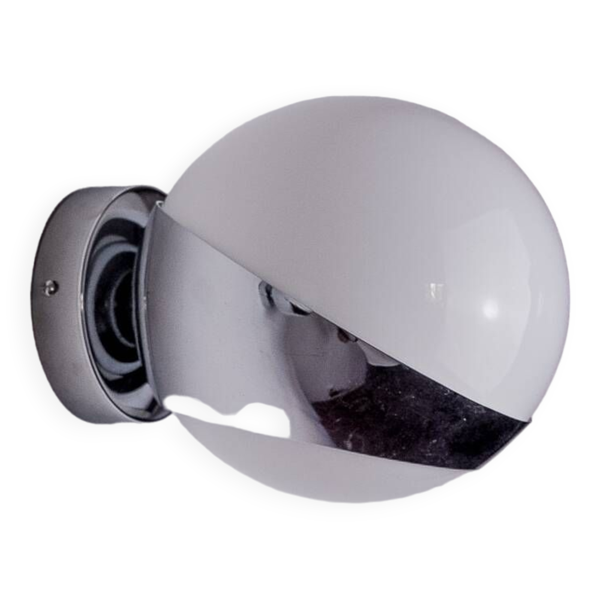 SPACE-AGE WALL LIGHT BY MARCA SL, WHITE OPALINE, SPAIN,