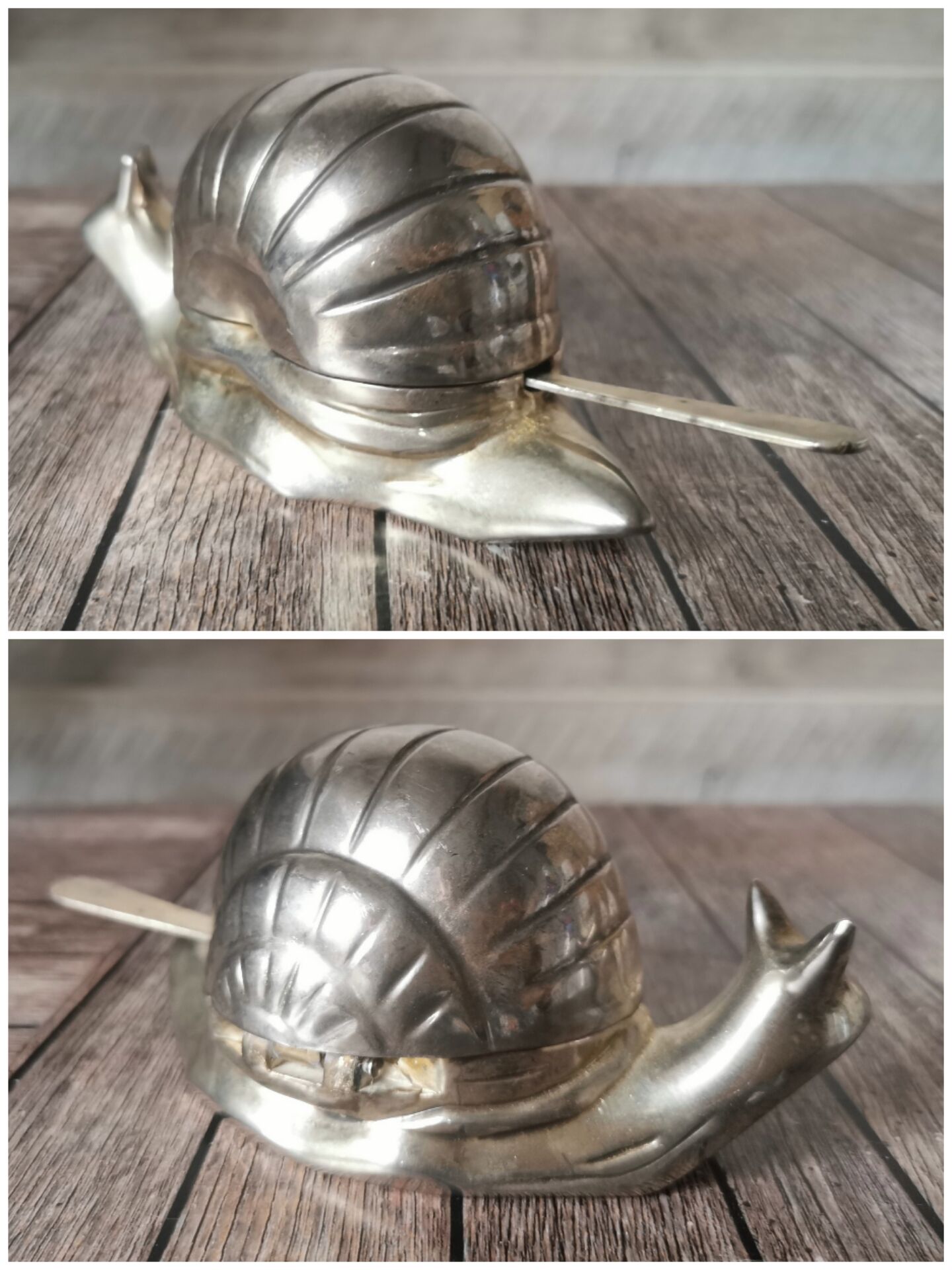 Metal snail butter dish