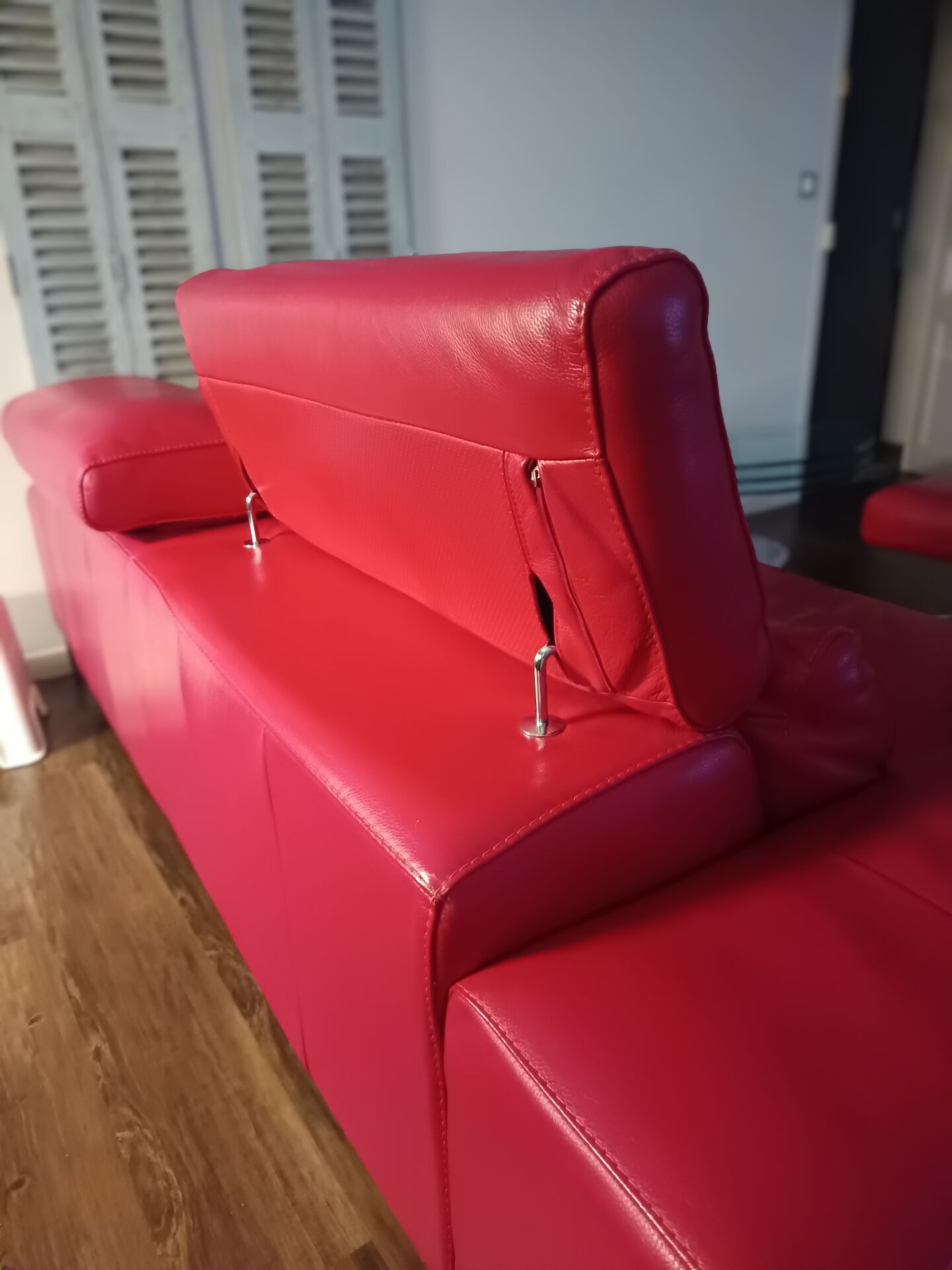 XXL Set Red Leather House - sofa, armchair and 2 poufs