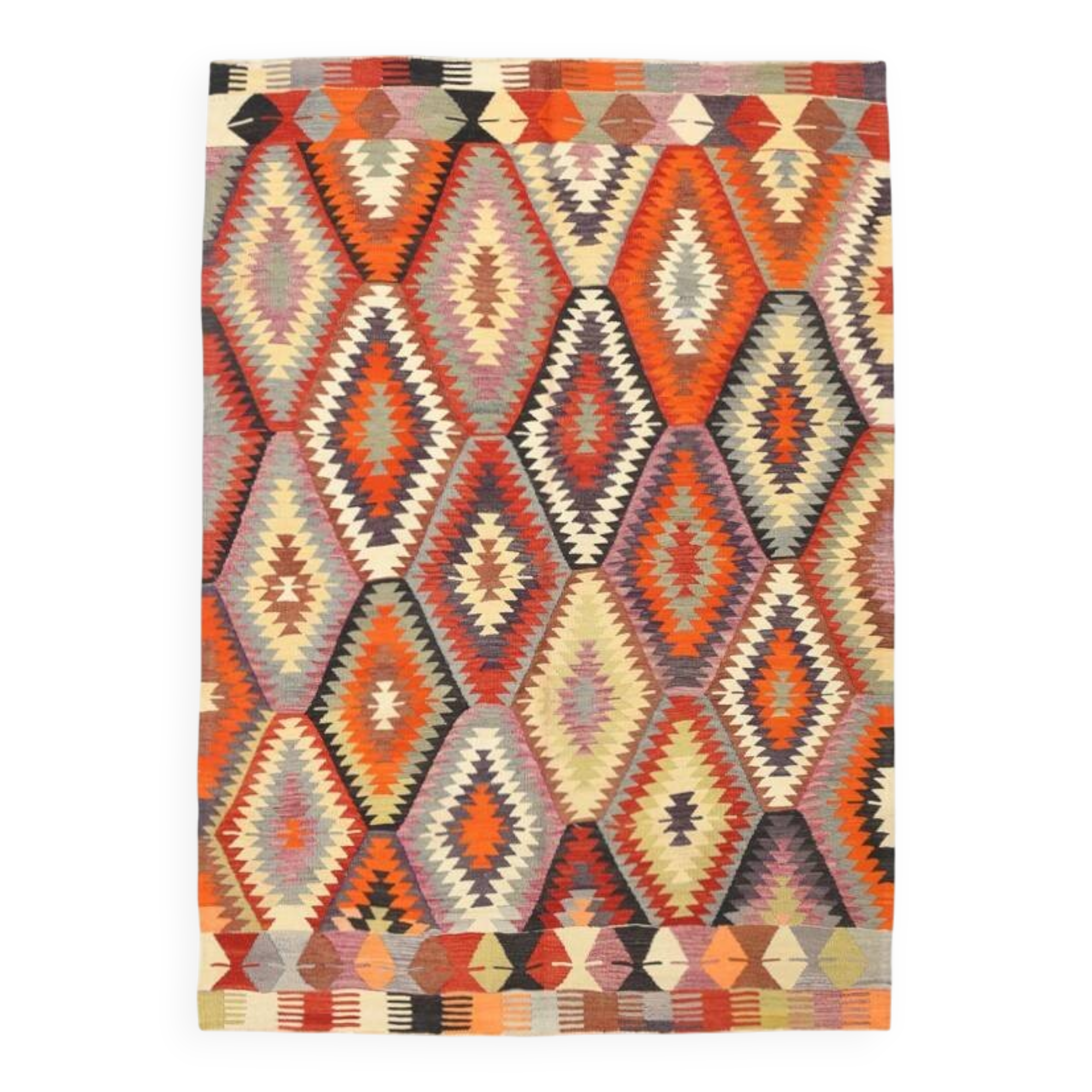 6x8 Multicolor Geometric Style Anatolian Vintage Rug, 164x233Cm
