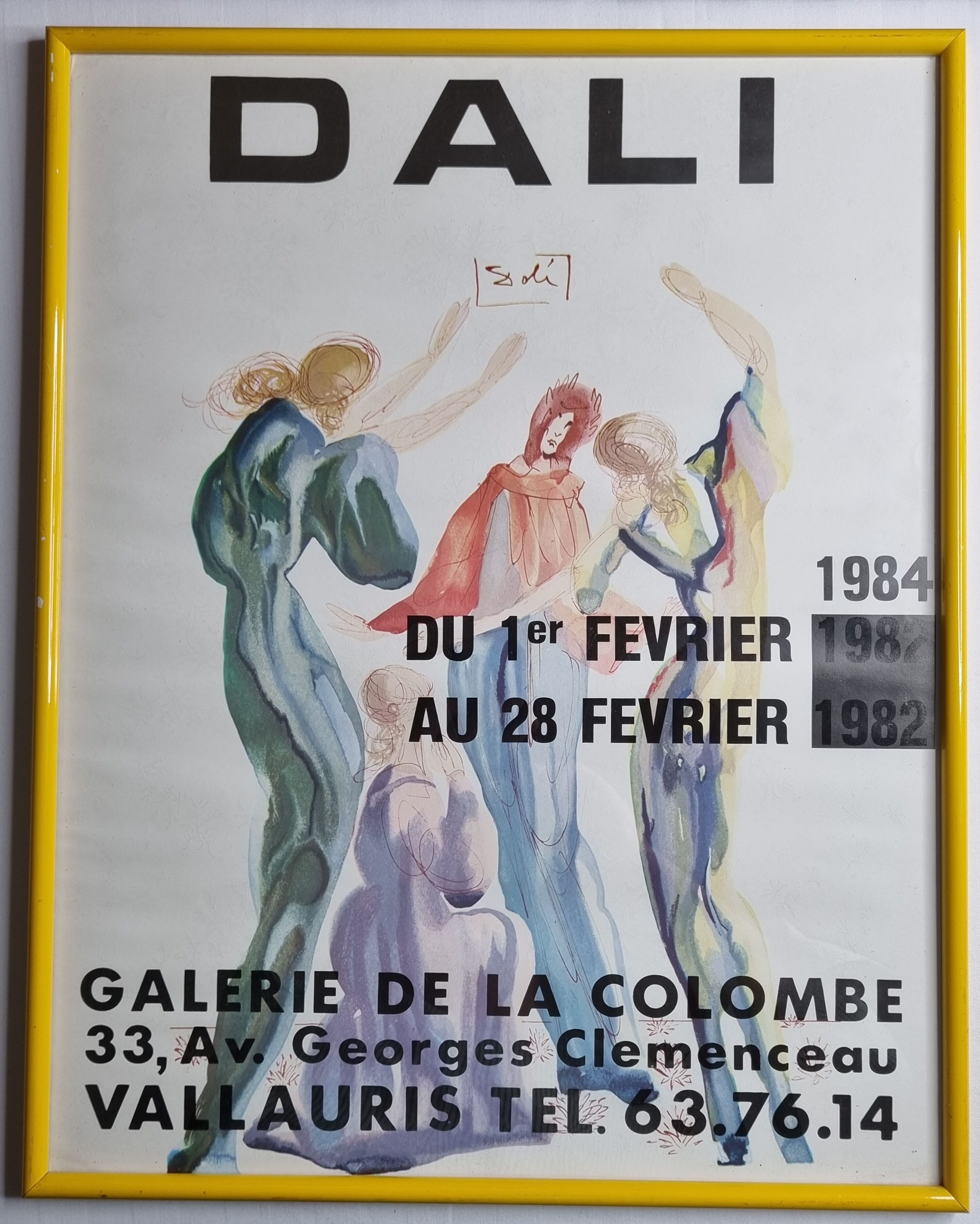 Dali exhibition poster, Galerie de la Colombe, Vallauris 1984 framed
