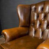 Set of Chesterfield armchairs with footstool