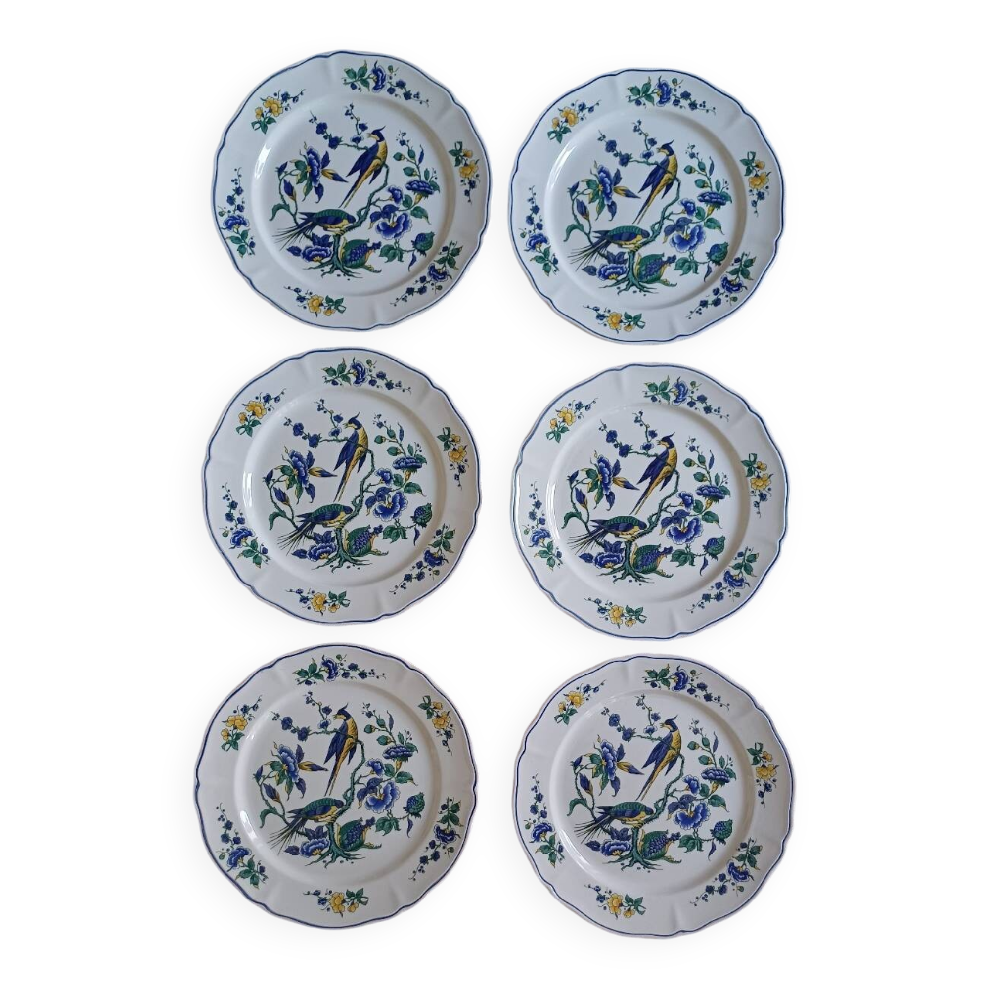 Set of 6 Villeroy and Boch Phoenix Blue dinner plates