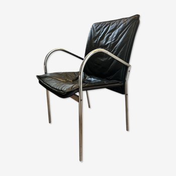 Leather and chrome armchair 1970