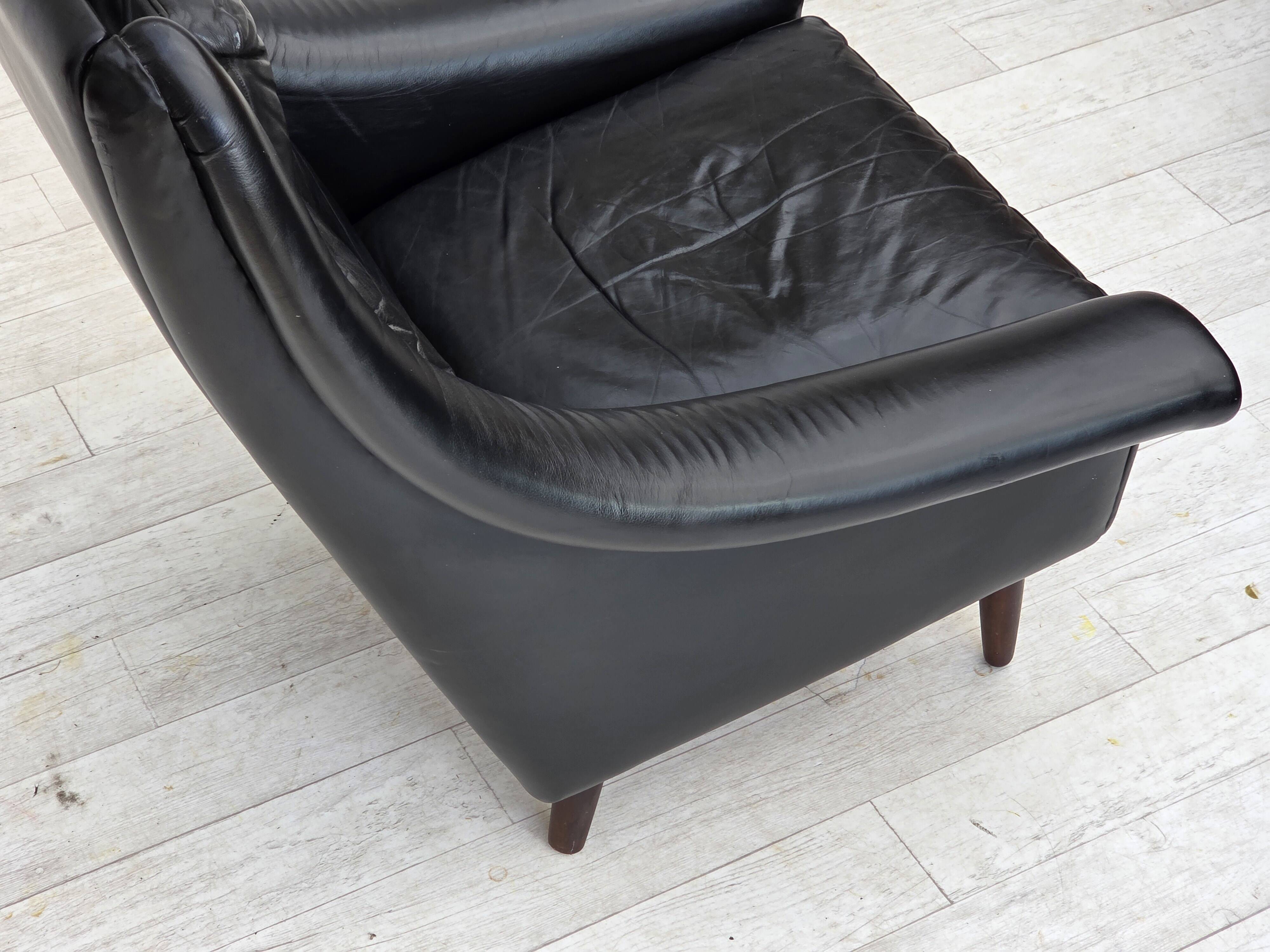 1960s, Danish highback armchair by Aage Christensen, furniture leather.