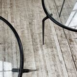1950s metal and glass nesting coffee tables