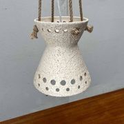White ceramic pendant lamp in mid-century modern Danish style, 1960s.
