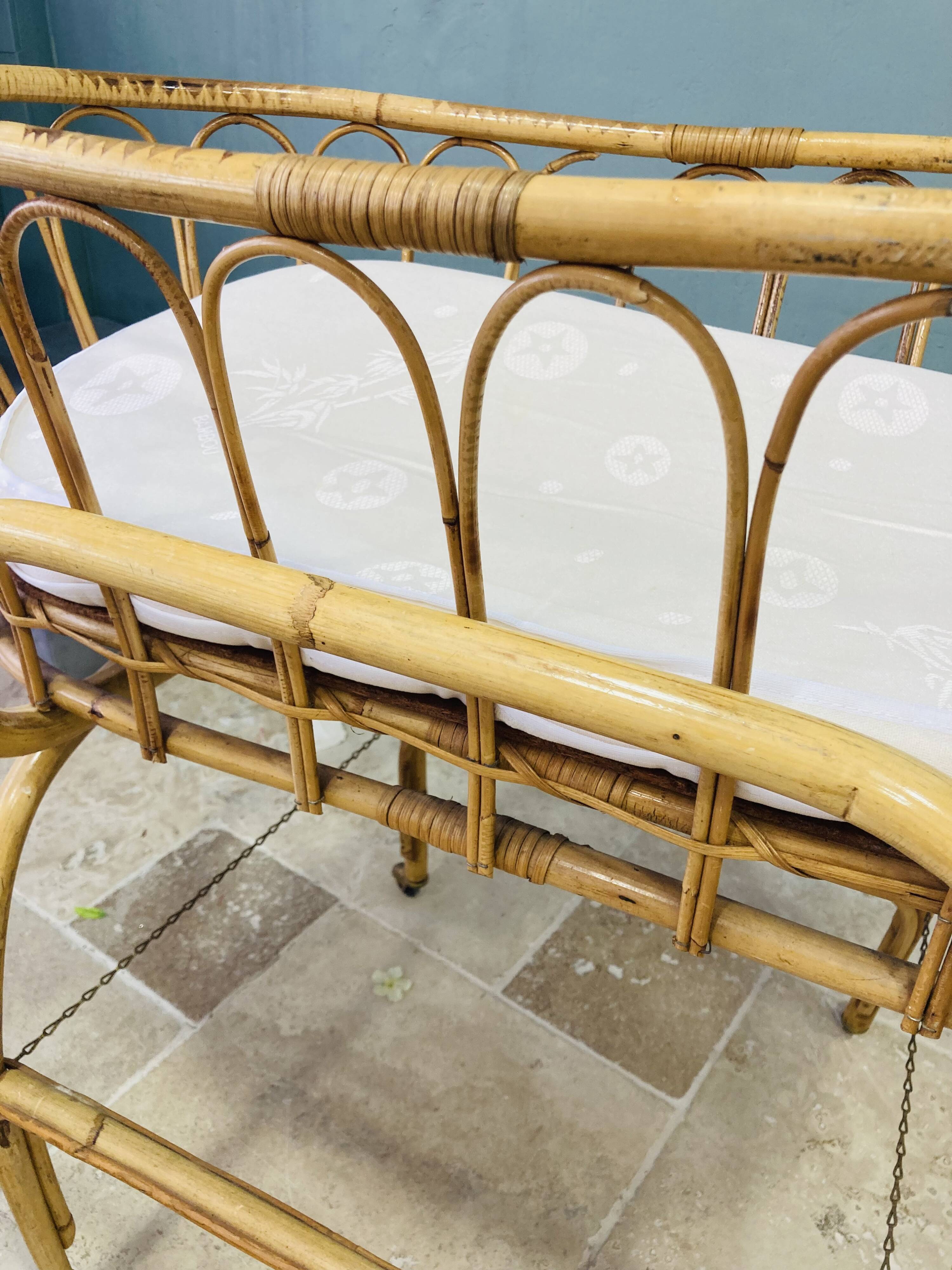 Vintage rattan cradle